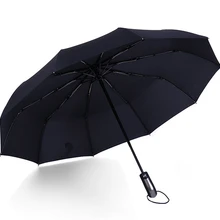 Ветрозащитный складной автоматический зонт от дождя для женщин, роскошный ветрозащитный большой зонт от дождя для мужчин с черным покрытием