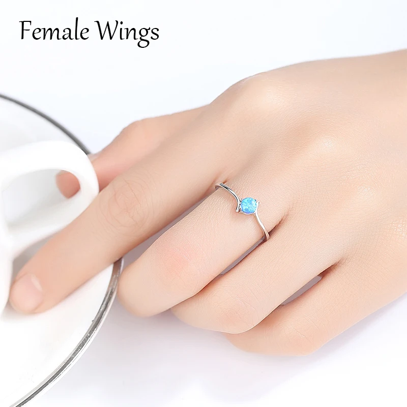 FEMALE WINGS 925 Sterling Silver Rings for Women White Blue Green Gemstone Ring Gift Cubic Zircon Engagement Rings Brincos FR165