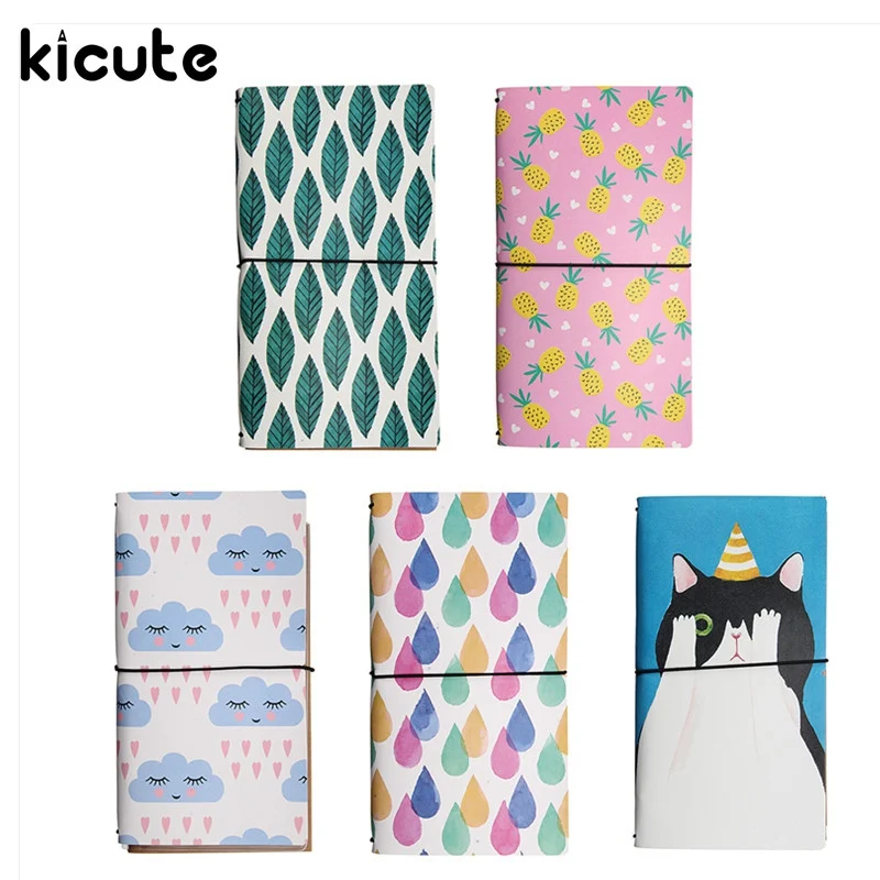 

Kicute Lovely PU Leather Planner Notebook Cover Binder Diary Book Exercise Composition Binding Note Notepad Gift Stationery