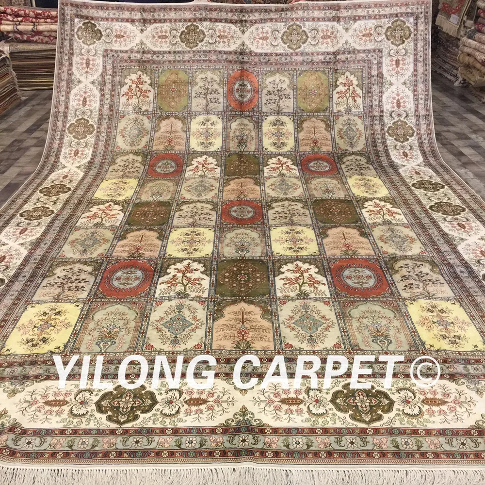 Yilong 10'x14' Hand made Turkey Hereke Rugs Medallion Antique Persian