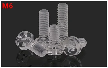 

WHOLESALE!! M6X8 M6X10 M6X12 M6X20 Cross Round Pan head Acrylic Screw transparent PC material screw clear plactic bolt fastener
