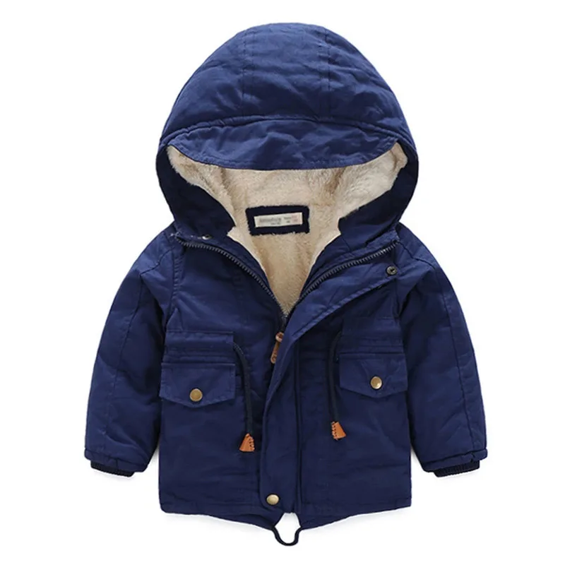 

Fashion Baby's Furry Thickened Cotton Clothes New Winter Boys Children's Pure Colored Coat Children's Clothing Cotton Outerwear