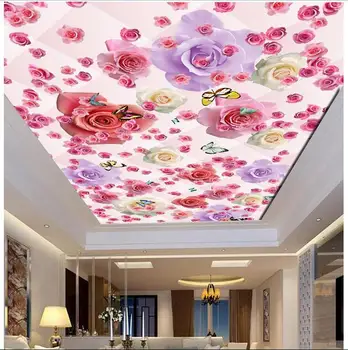 

3d wallpaper custom photo non-woven wall sticker Butterfly house full roses ceiling mural painting 3d wall room murals wallpaper