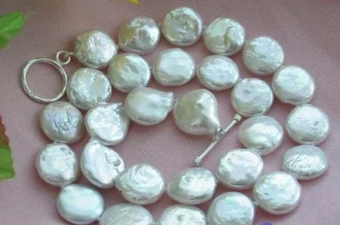 

ddh001486 17INCH 14MM WHITE COIN FRESHWATER PEARL NECKLACE 925SILVER