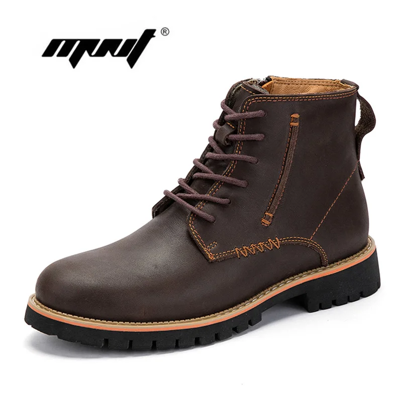 

Natural Cow Leather Men Boots Handmade Retro Men Shoes Waterproof Lace Up Ankle Boots Outdoor Quality Autumn Shoes Men