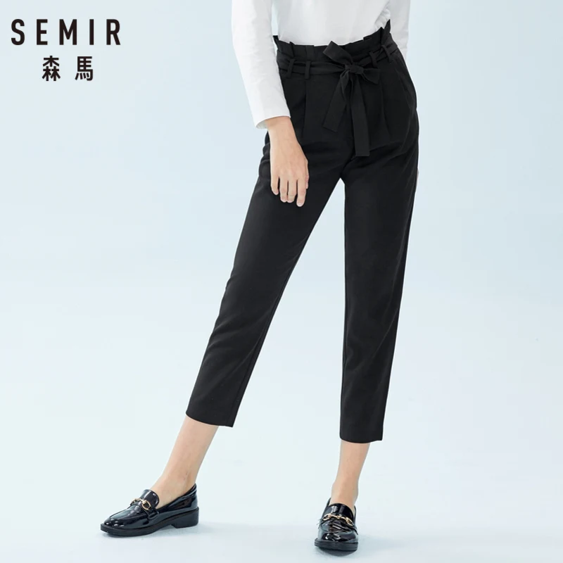 Брюки SEMIR женские бумажные до щиколотки со съемным поясом и косым карманом