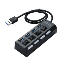 CARPRIE USB концентратор Высокоскоростной 4 порта светодиодный USB 3,0 адаптер концентратор питания вкл/выкл переключатель для ПК ноутбук белый/черный 4 порта USB 3,0 концентратор 43 см