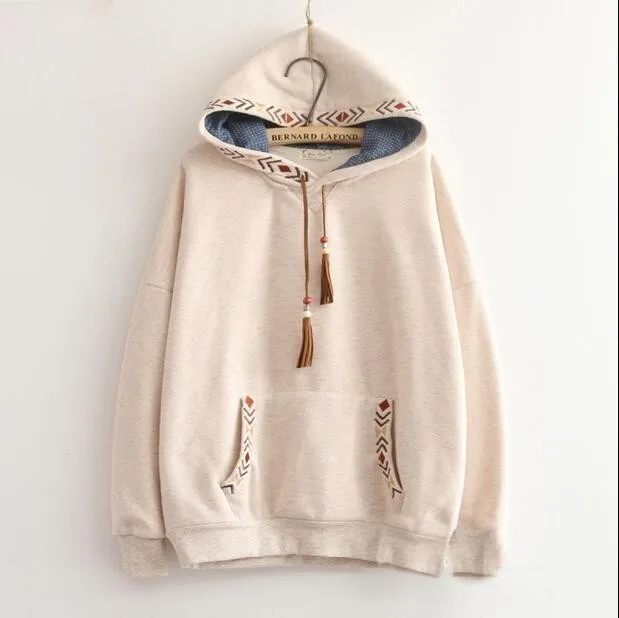 beige hooded sweatshirt
