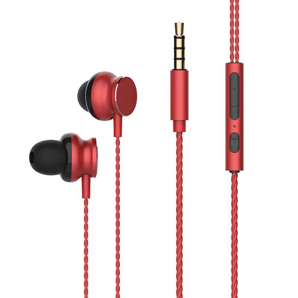 

3.5mm Metal Handsfree Earbuds With Mic Stereo Headphone In-Ear Bass Earphone Sports Music Earphones Headsets Handfree Microphone