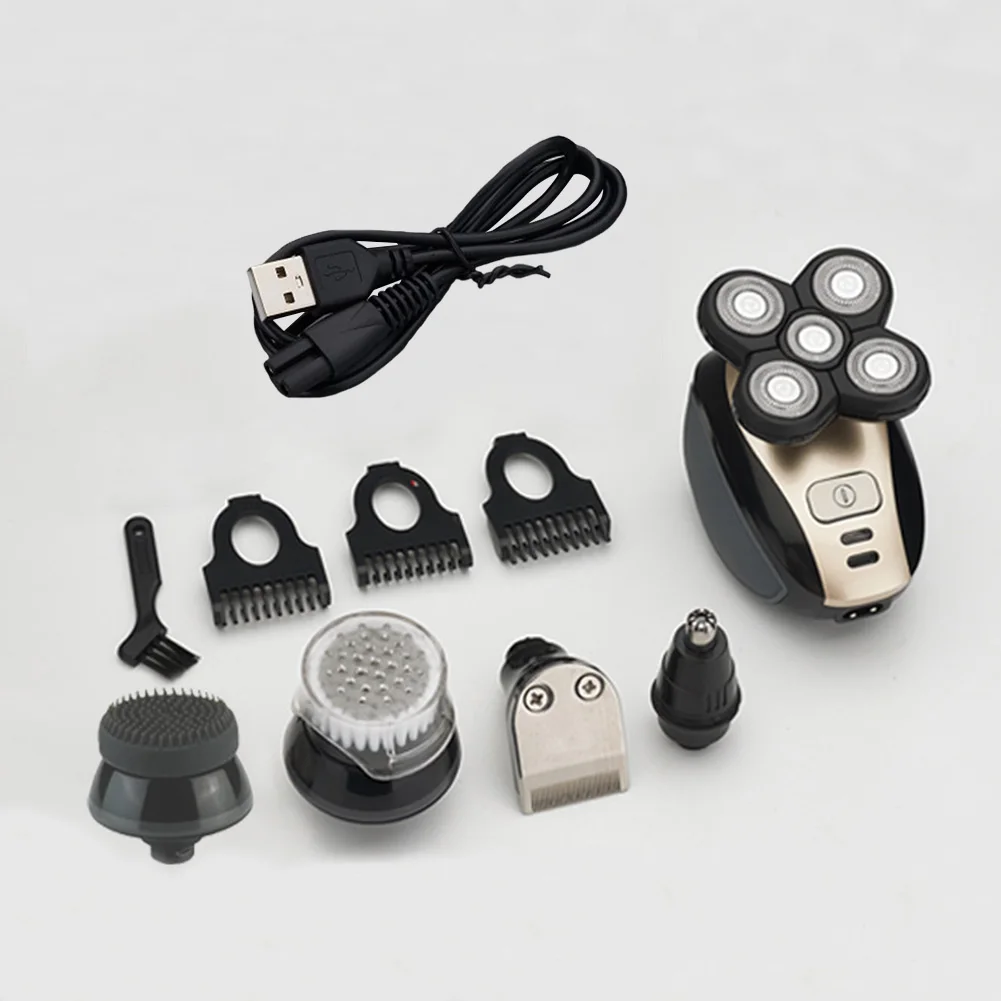 

Cordless Ergonomic Rotary Men Washable Trimmer Bareheaded Razor USB Rechargeable Electric Shaver Machine 5 In 1 Beard Trimmer
