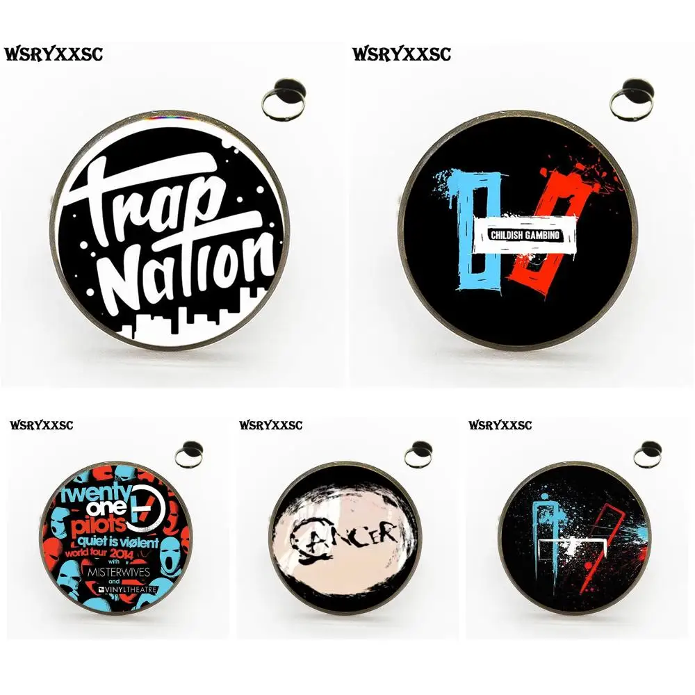 

EJ Glaze Harajuku Style Jewelry With Glass Cabochon Bronze/Silver/Golden Rings For Women American Rock Band 21 Pilots Logo