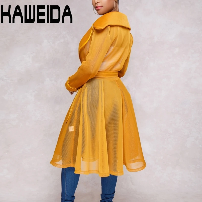 Mesh Sheer Long Trench Coat For Women Transparent Turn Down Collar Sashes Trench Female Casual Winter Coat Women Outwear Mesh Sheer Long Trench Coat For Women Transparent Turn Down Collar Sashes Trench Female Casual Winter Coat Women Outwear