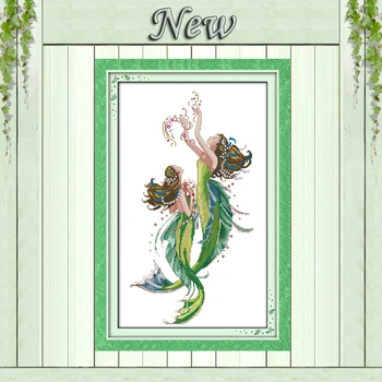 

The mermaid,11CT pattern printed on Canvas DMC 14CT Cross Stitch Embroidery kit,Needlework Set,Crafts Home house Wall Decoration