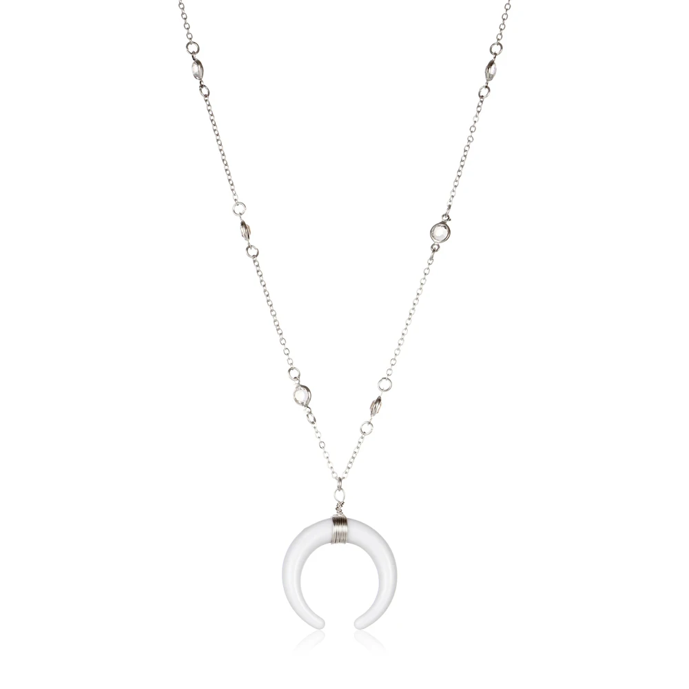 IF-ME-Fashion-White-Horn-Pendant-Necklaces-for-Women-Gift-Gold-And-Silver-Color-Long-Bead (2)