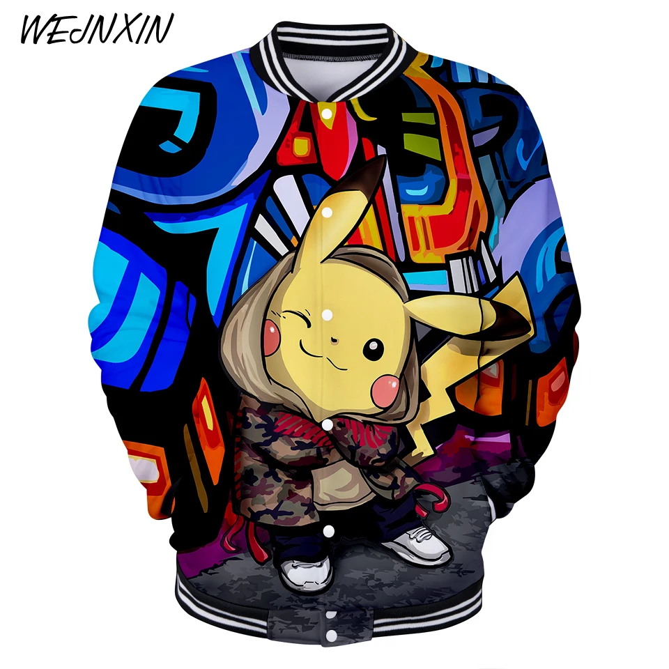 

WEJNXIN Pikachu Design 3D Print V-Neck Hoodies Men Women Unisex Pokemon Go Male Fleece Warm Boys Hot Game Harajuku Sweatshirt