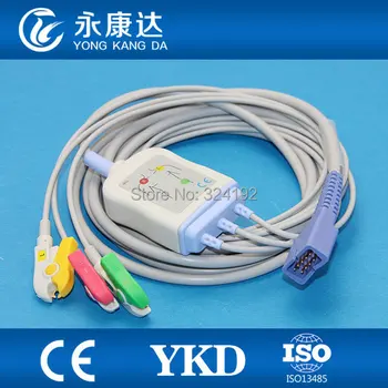 

MEK for MP1000, MP600, MP500 patient ECG cable one piece 3leads,IEC,Clip