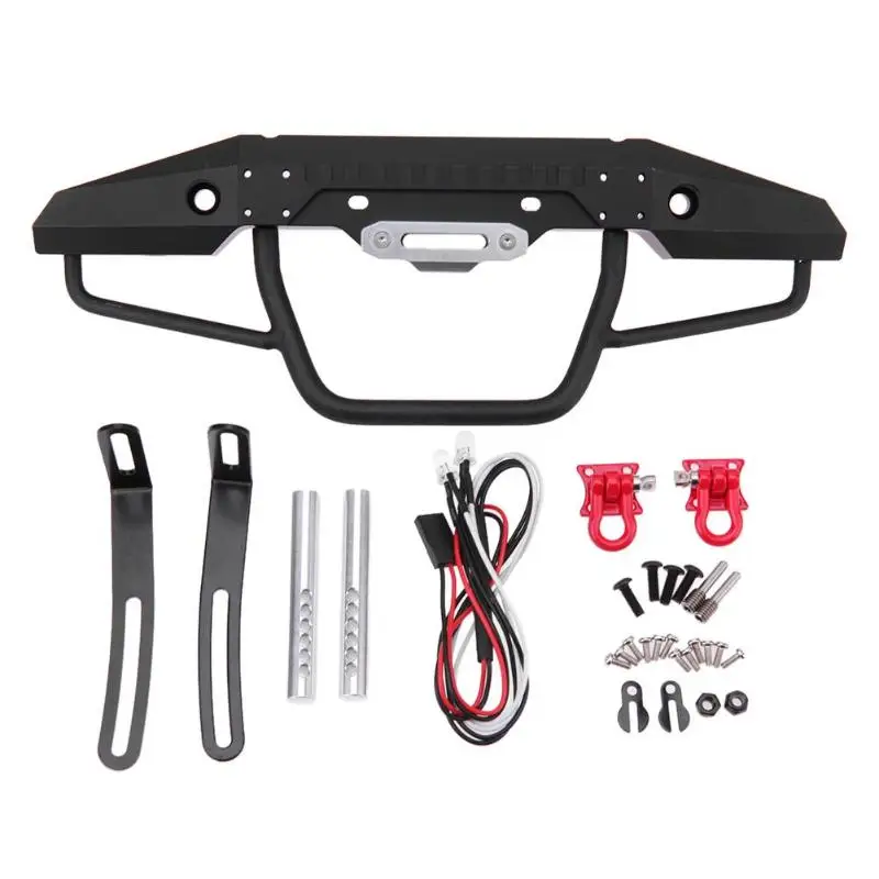 

RC Climbing Car Rock Crawler Parts Metal Front Bumper 2LED for TRAXXAS Carframe Black Color Simulation Climbing Car Accessories