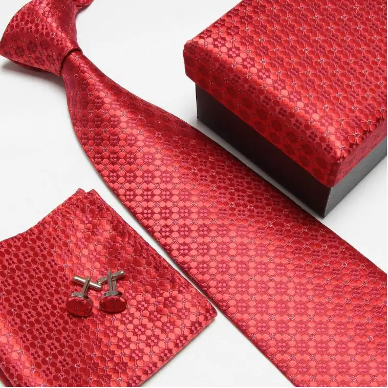 HOOYI шеи галстук набор для мужчин носовые платки Запонки Подарочная коробка - Цвет: 2
