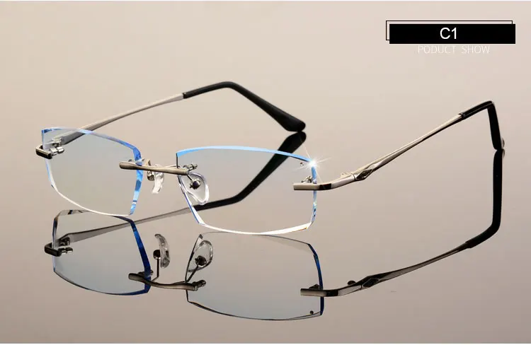 Мужские очки C001, алмазная обрезка, без оправы, очки по рецепту, оптические очки, оправа для мужчин, очки