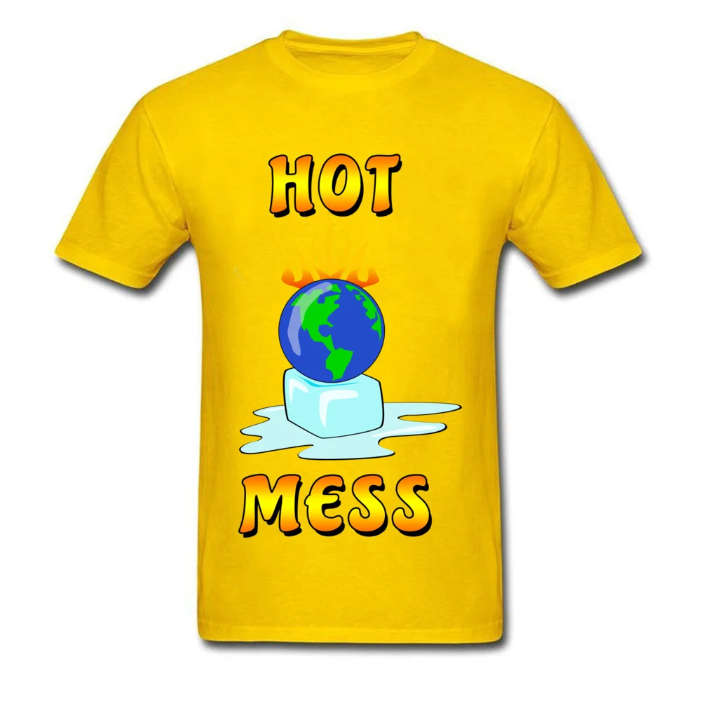 Prevailing Mens T Shirt Hot Mess Global Warming Message Normal T Shirts 100% Cotton Short Sleeve Cool Tops T Shirt O-Neck Hot Mess Global Warming Message yellow