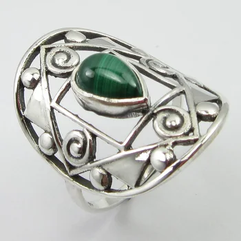 

0.9+ Silv Women Wedding Jewelery Malachite Ring Size 8 Unique Designed