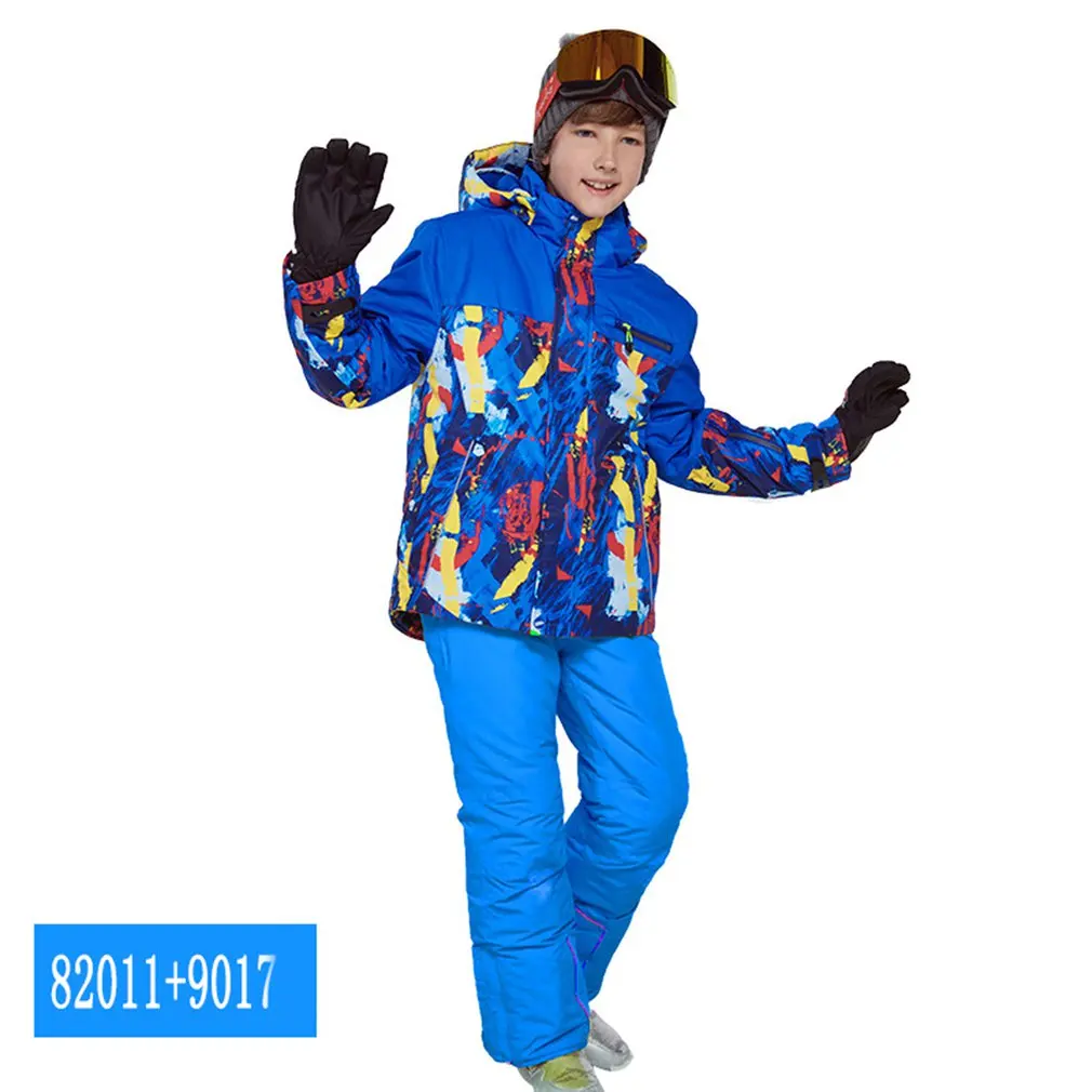 

Phibee Boys/Girls Ski Suit Waterproof Pants+Jacket Set Winter Sports Thickened Clothes Children's Ski Suits ski snow equipment
