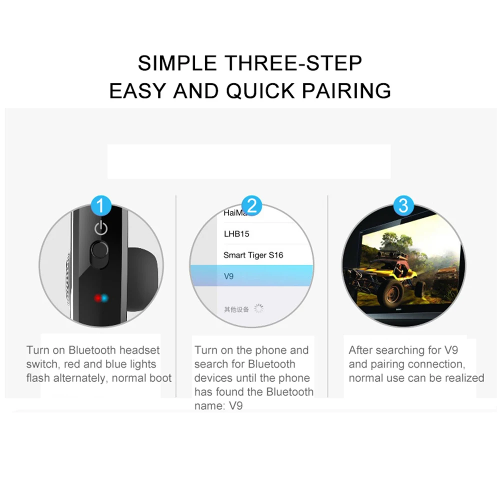 Leegoal V9 Handsfree Wireless Bluetooth Earphones Noise Control Business Wireless Bluetooth Headset with Mic for Driver Sport