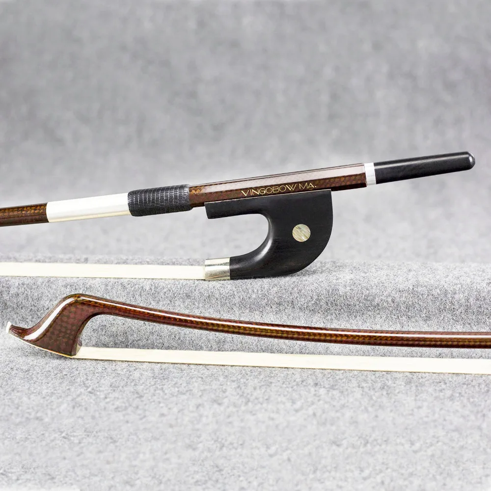 140BG 4/4 Size German Woven Carbon Fiber BASS BOW Ebony Frog Nickel