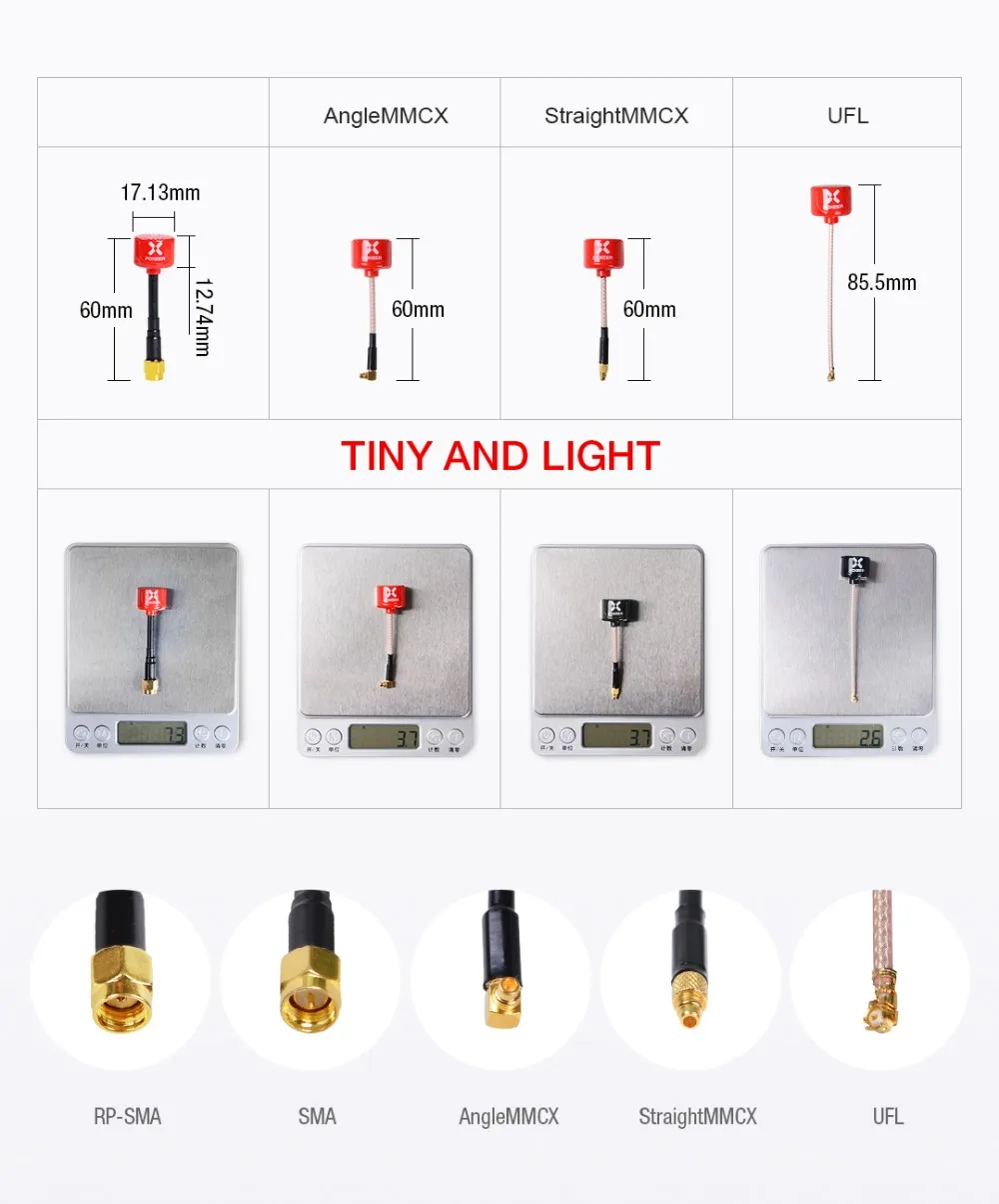 2 шт. 59 мм Foxeer леденец на палочке 3/5,8G антенна RHCP FPV 2.5Dbi SMA/RP-SMA/мини Антенна 7,3g FPV рама для фристайла гонок