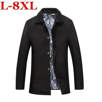 

plus size 8XL New Mens Autumn Jackets And Coats Classic Casual Long Turn-down Collar Jacket Free Shipment Black Blue Autumn Top