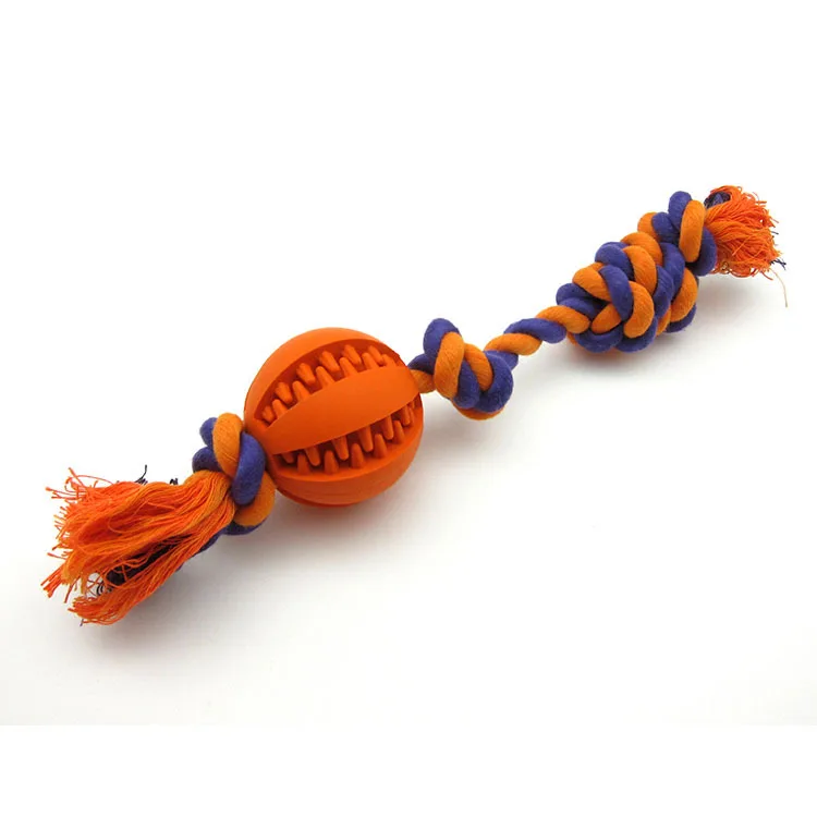 Pet Dog Rope Toys High Quality Rubber Ball and Cotton Rope for Bite