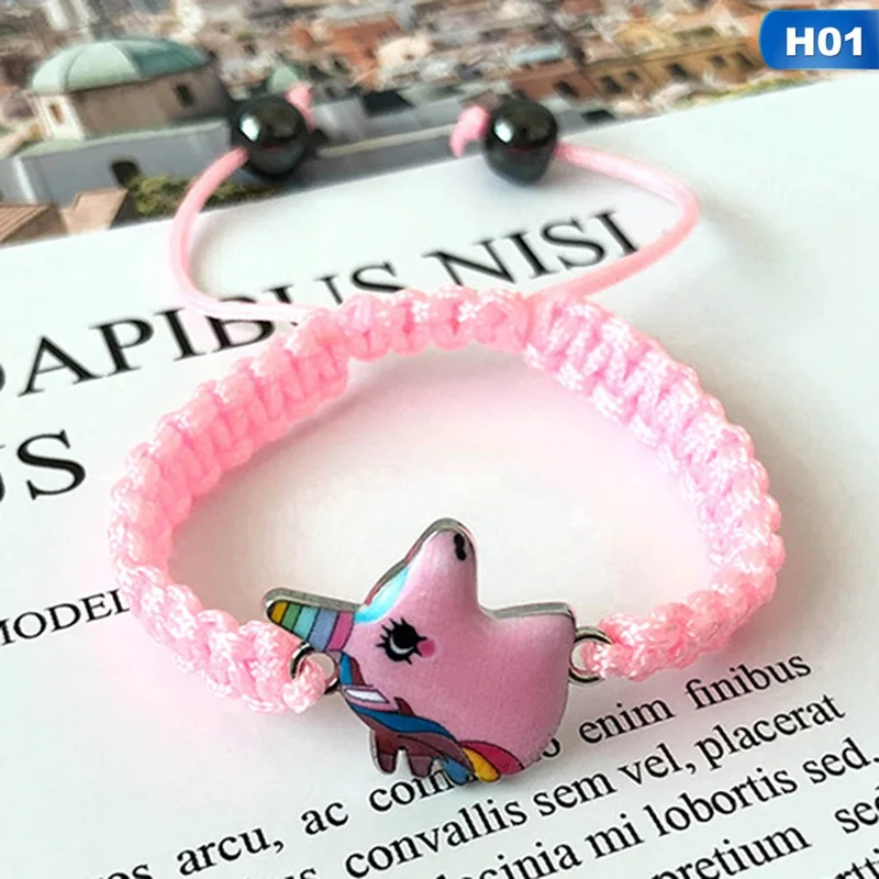 

Fashion Children Lovely Animal Cartoon Unicorn Bracelet Wristband Kids Party Festival Hand-woven Charm Bracelets Birthday Gift