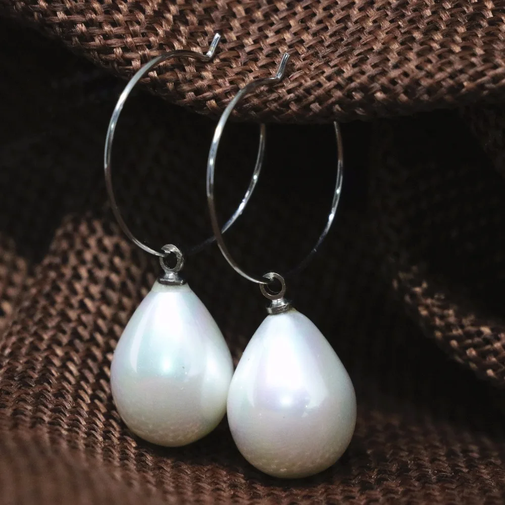 

Fashion women earrings 12*16mm white teardrop shell simulated-pearl free shipping high grade dangle earbob eardrop jewelry B1817