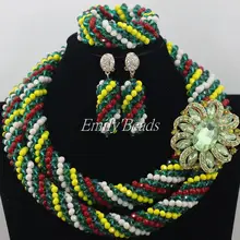 Красочный Африканский набор бижутерии Ювелирные Наборы для невест нигерийской свадьбы Африканский Бусины Цепочки и ожерелья Наборы для ухода за кожей aij155