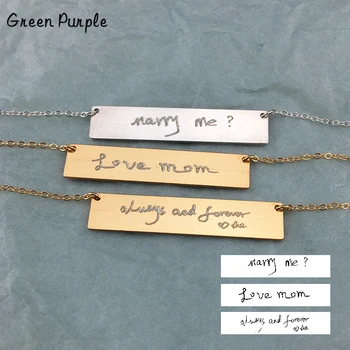 

Actual Handwriting Bar Necklace 925 Silver Jewelry Signature Chocker Handmade Letter Jewelry Pendants Boho Kolye Necklace