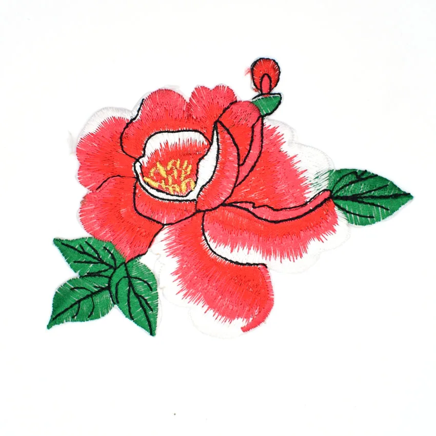 

Free Shipping Nice Peony Flower patch Embroidered Iron On Patches for Clothing Sticker Garment Appliques DIY Accessory