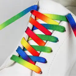 Плоские шнурки обуви с градиентным принтом радужные шнурки для активного отдыха, Модные Цветные шнурки для отдыха, 80 см/100 см/120 см, 1 пара