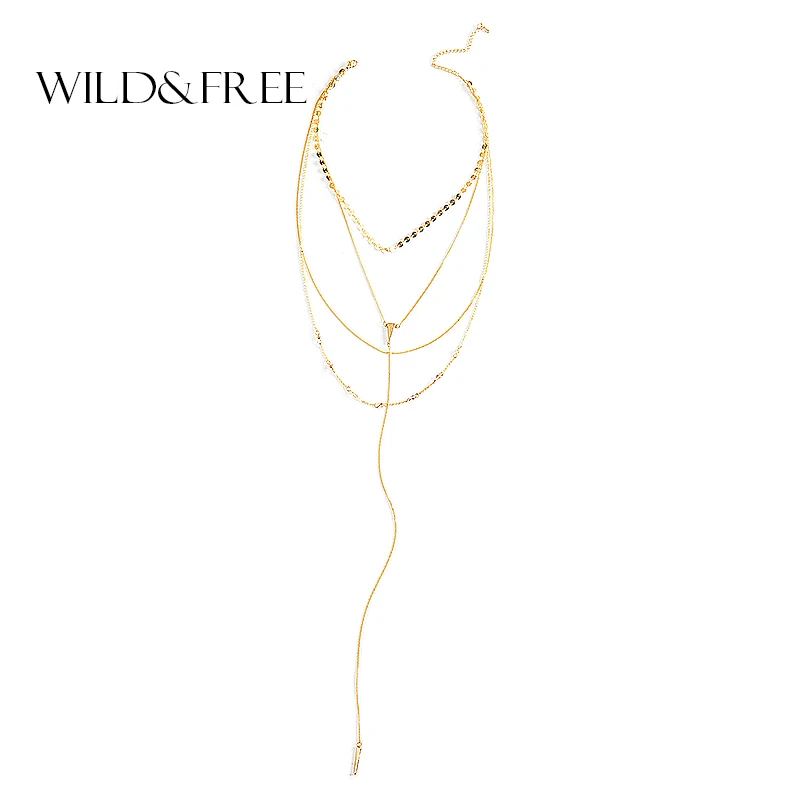 

Wild&Free Bohemia Layered Sequins Choker Necklaces For Woman Statement Bijoux Collar Gold Pendant Necklace Maxi Fashion Jewelry