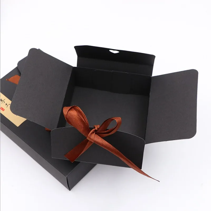 10 шт./лот, новинка,, черные и крафт-коробки с лентой, свадебные подарочные коробки, подарочные коробки для вечеринок