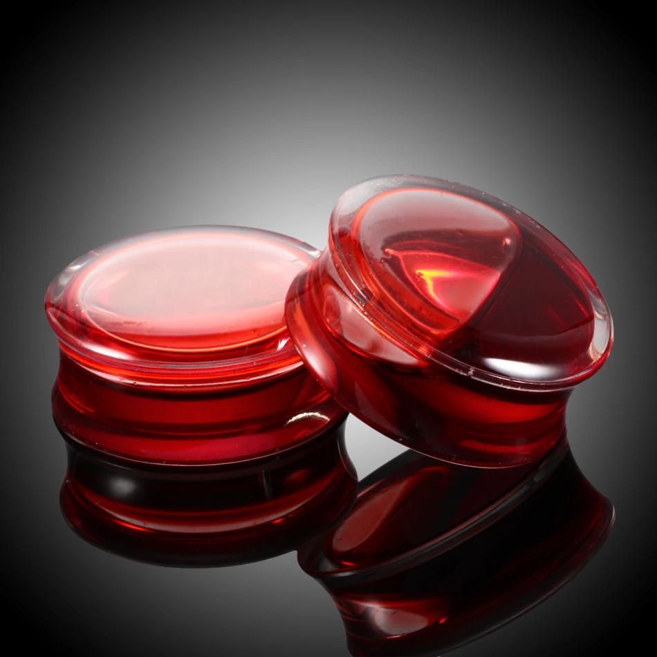 Piercing Jewelry 1 Pair Acrylic Double Flared Ear Flesh Tunnels Plugs Red Liquid Ear Gauges Earring Expander 8mm-25mm