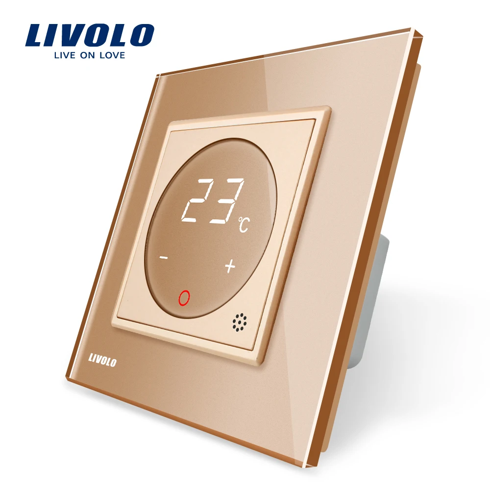 Livolo termostato estándar de la UE de Control de temperatura de calefacción dispositivo 4 colores de cristal de vidrio de Panel AC 110-250 V C701TM-11 - 4
