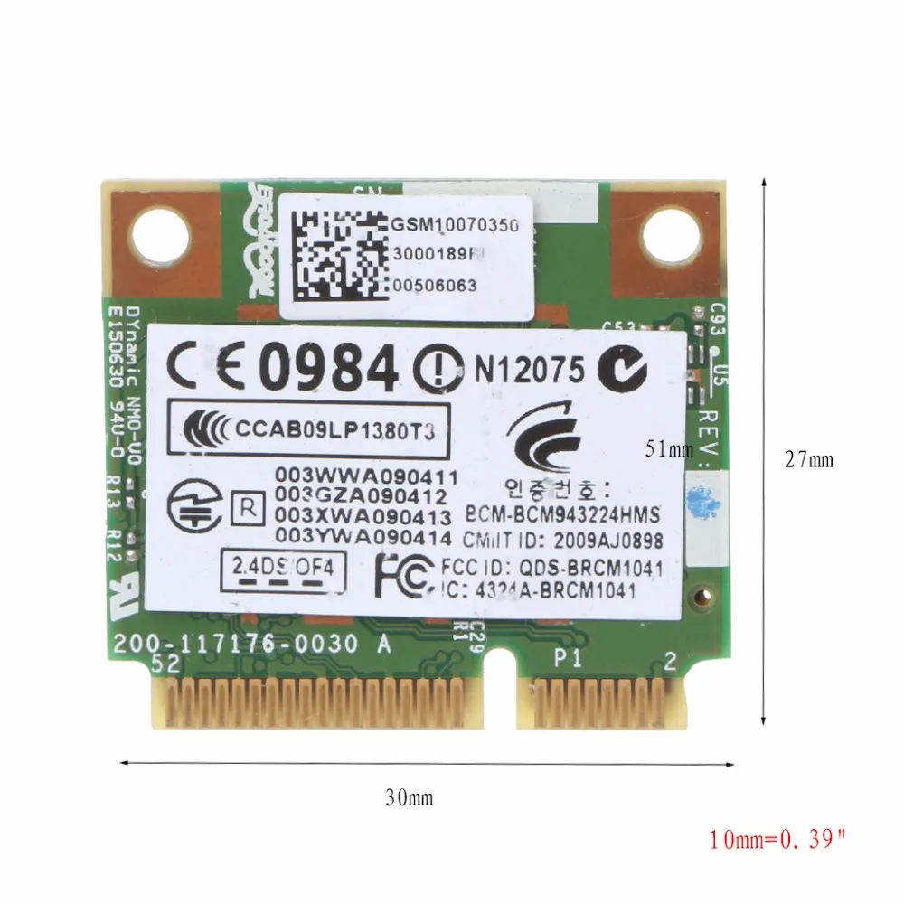 

For HP BCM943224HMS Wireless Dual Band 802.11 a/g/n Half Mini PCI-E WiFi Card