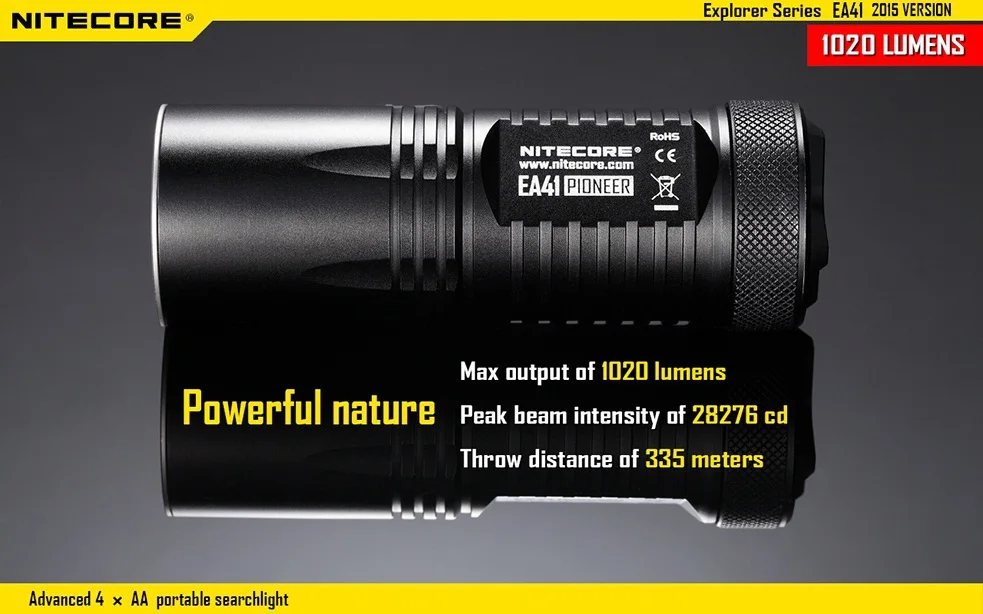 Версия Nitecore EA41 Cree XM-L2 U2 светодиодный фонарик 1020 люменов 4* AA батареи с оригинальной посылка