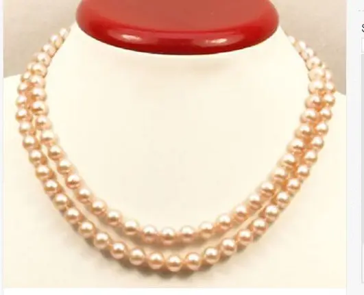

ELEGANT38"9-10MM SOUTH SEA NATURAL GOLD PINK PEARL NECKLACE925 silver