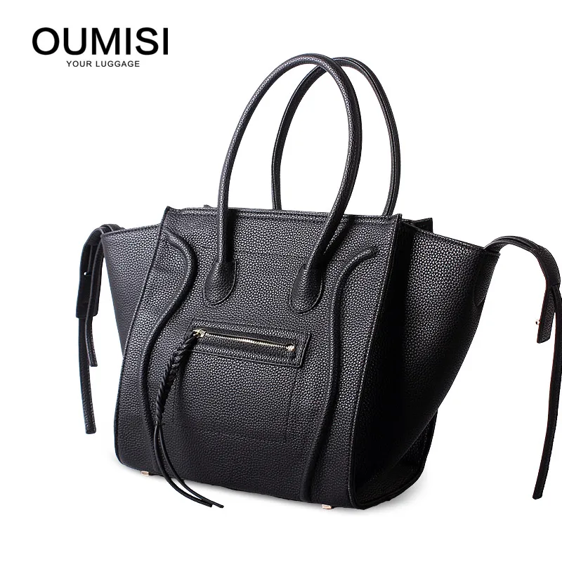 New women handbag in Europe PU leather Color wing phantom bats smiley bag fashion female bag Large size 30cm BL