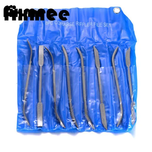 

8Pc Riffler Wood Rasp Double Ended Coarse Rifler Files Set 190mm +Pouch