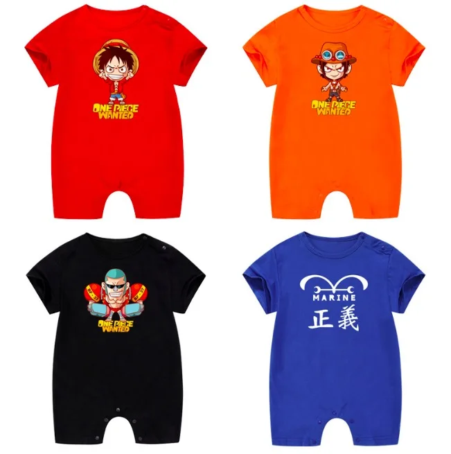 

One Piece Luffy Zoro Sanji Law Summer Cotton Baby Boys Girls Infant Rompers Short Sleeves Jumpsuits Pajamas Clothing SA2130