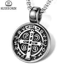Collier et pendentif en acier titane pour homme et femme, bijou religieux, Saint bénisse de nursie, style catholique, vierge marie
