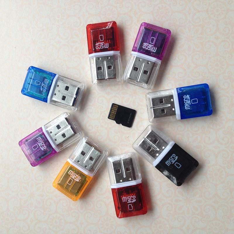 

Portable Mini Diamond USB 2.0 Hi-Speed Micro SD SDHC TF Card Reader Random Color