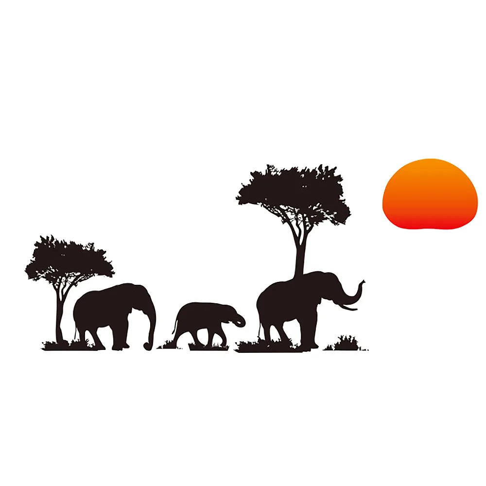 

Removable DIY Africa Elephant Sunset Decal Wall Sticker Home Living Room Decor